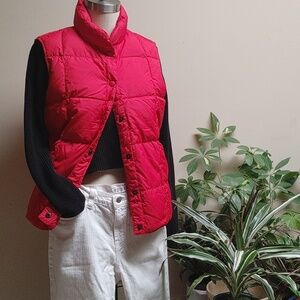 Lands' End Down Quilted Red Vest Size M